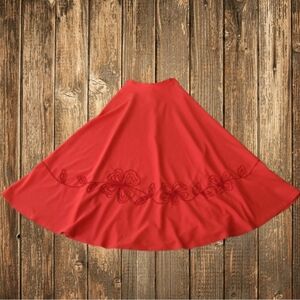 70s Vintage Red Knit Maxi Skirt